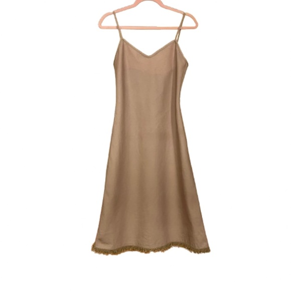 EUC Sportmax Code Khaki Tan Cotton Linen Blend Midi Sundress Dress US Size 6 - Picture 1 of 6